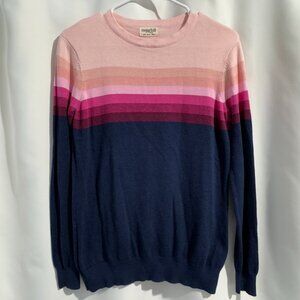 Sugarhill Brighton Rita Colorblock Striped Sweater Women's Size 4 Pink Navy